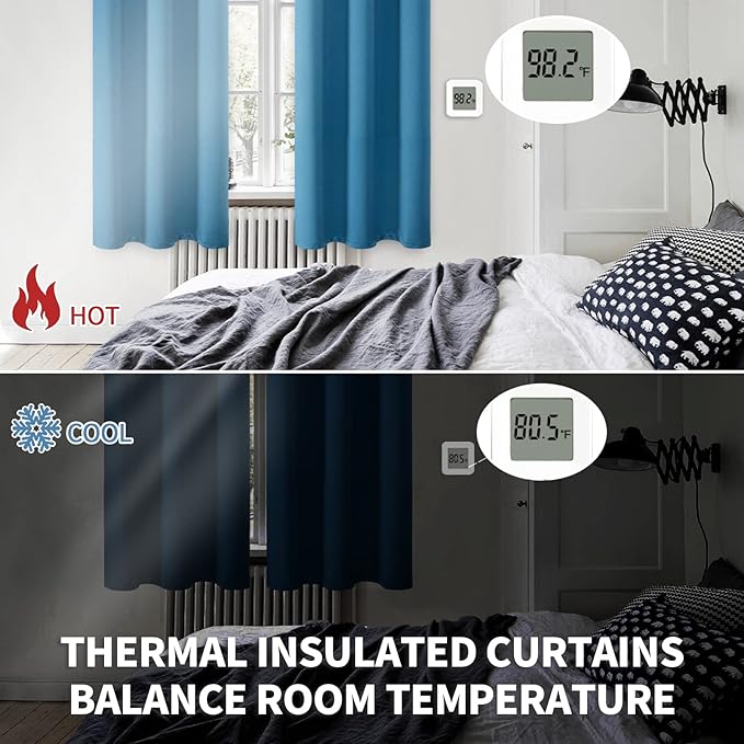 BGment Blackout Curtains - Grommet Thermal Insulated Room Darkening Bedroom and Living Room Curtains, Set of 2 Panels (52 x 108 Inch, Steel Blue)