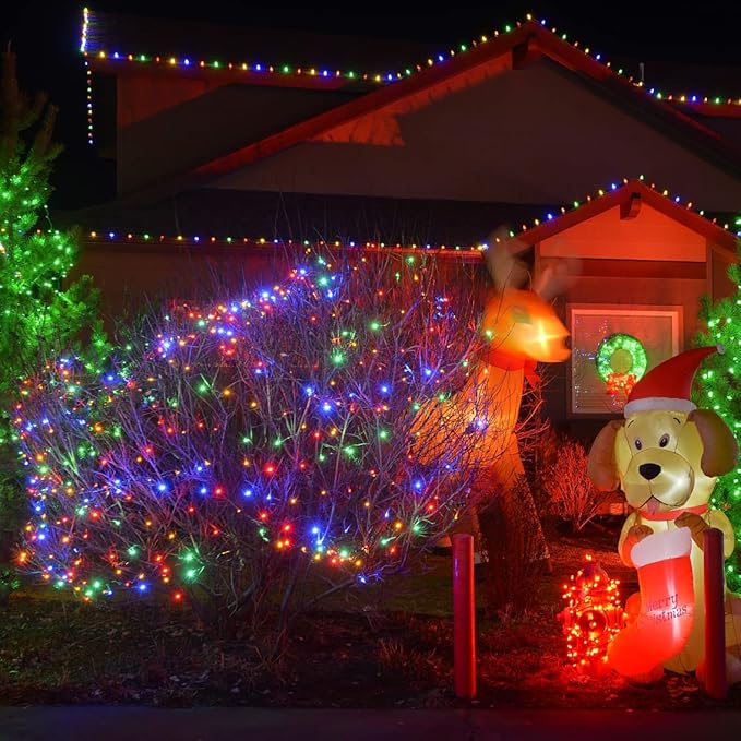 LAMPHOME Super-Bright Extendable Multi Christmas Lights Decoration 100Lights 19.6ft UL Certified Mini Bulb String Lights Set for Outdoor Christmas Tree Garden Holiday Party Patio Wedding Garland Decor