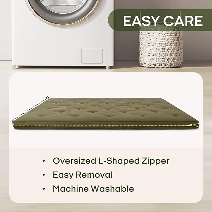 ZonLi Japanese Floor Futon Mattress Full Size 80"x 54", 100% Cotton Cover 2.5'' Thicken Tatami Mattress, Foldable Sleeping Pad, Portable Dormitory Tatami Mat