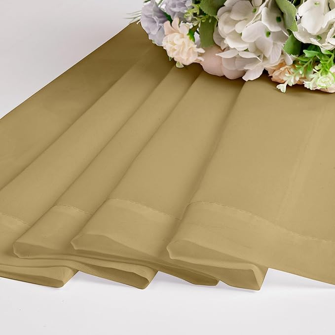 Chyhomenyc Gold Sheer Curtains 30 inch Length 2 Panels, Light Filtering Voile Rod Pocket Short Window Curtians for Bathroom Living Room Farmhouse Small Windows, 42Wx30L inches