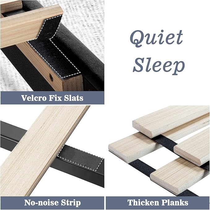 Allewie Twin Bed Frame/Velvet Upholstered Bed Frame with Vertical Channel Tufted Headboard/Strong Wooden Slats/Platform Bed Frame/Mattress Foundation/Box Spring Optional/Easy Assembly/Black