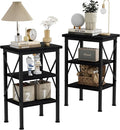 VECELO Modern Nightstands X-Design Side End Table Night Stand with Storage Shelf for Bedroom,Living Room,