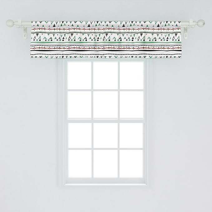 Ambesonne Tribal Window Valance Pack of 2, Style Traditional Aztec Pattern Old Fashioned Hippie Boho Influences, Rod Pocket Curtain Valances for Kitchen Bedroom, 54" X 12", Sea Green