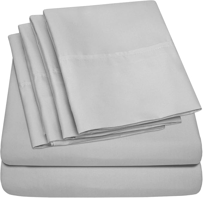 King Size Bed Sheets - 6 Piece 1500 Supreme Collection Fine Brushed Microfiber Deep Pocket King Sheet Set Bedding - 2 Extra Pillow Cases, Great Value, King, Silver
