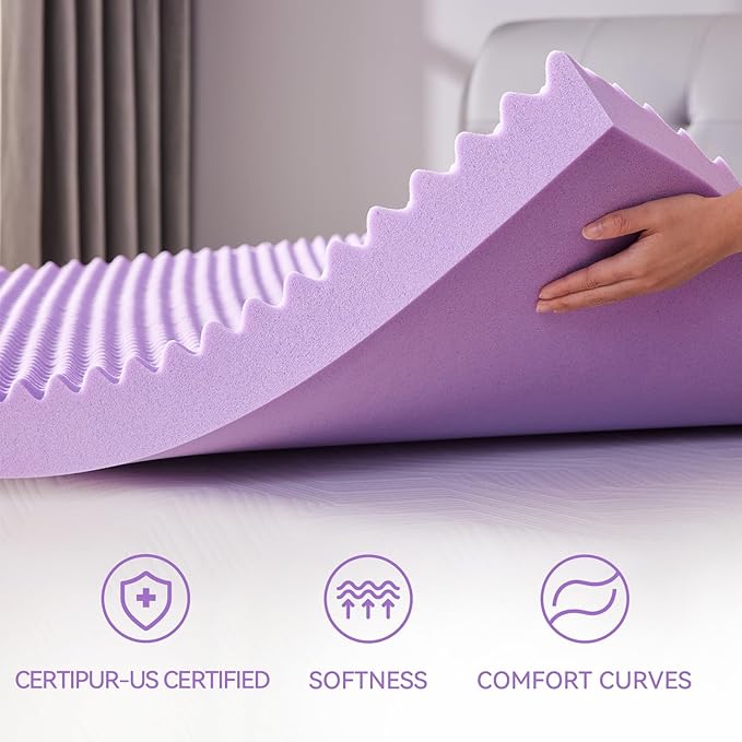 SINWEEK 2 Inch Egg Crate Cooling Gel Memory Foam Mattress Topper Full Size, Soft Mattress Pad for Back Pain Relief, Bed Topper, CertiPUR-US Certified