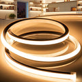 LED Strip Lights Warm White 3000K,32.8ft 110-120V Neon Rope Lights,Flexible Silicone Outdoor Waterproof Neon Strip Lights for Bedroom,Mirror,Kitchen Cabinet, Living Room,Halloween Decor