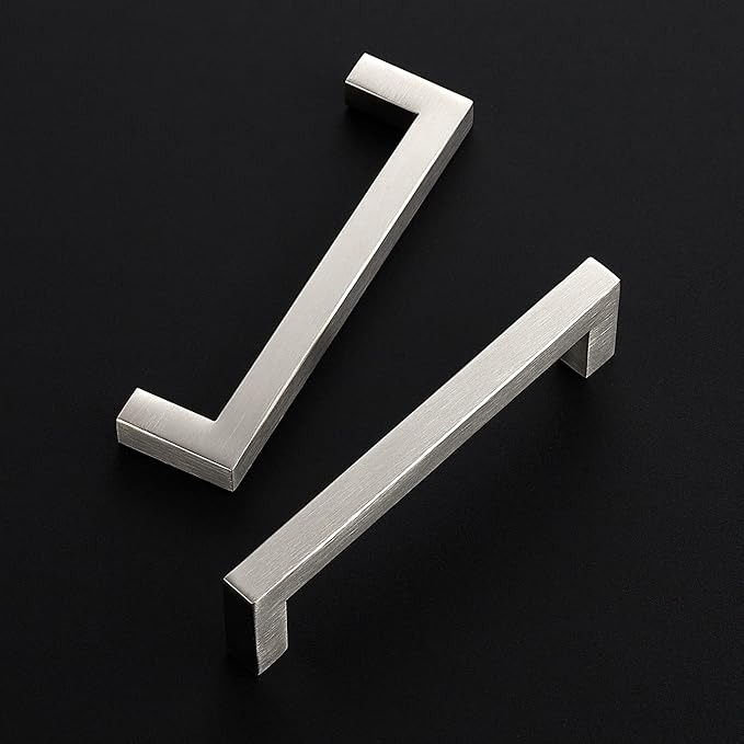 Ravinte 10 Pack 5 Inch Kitchen Square Cabinet Handles Satin Nickel Pulls Brushed Nickel Kitchen Cabinet Hardware Handles for Cupboard Drawer Pulls