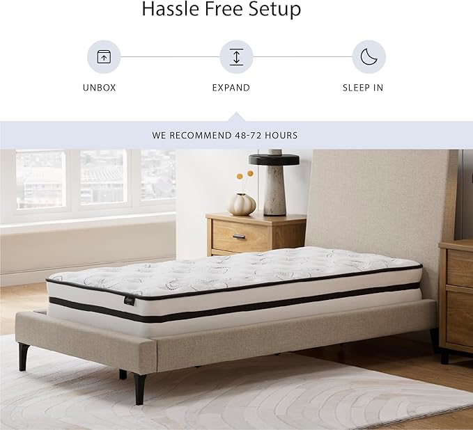 Signature Design by Ashley Queen Size Chime 10 Inch Medium Firm Hybrid Mattress with Cooling Gel Memory Foam for Pressure Relief, Fiberglass Free, Mattress In A Box