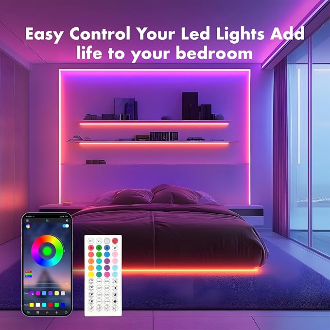 Neon Rope Lights, JIAMEI 49.21FT RGB LED Strip Lights, App Control, IR Remote, Music Syncing, Outdoor IP67 Waterproof, Flexible Neon Strip Lights Cuttable for Bedroom, Gaming, Party (49.21FT)