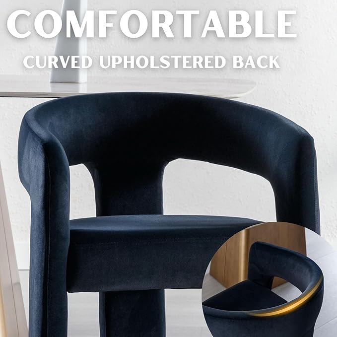 Modern Barrel Dining Chairs Set of 8, Velvet Upholstered Accent Side Chair with Arms Comfy Makeup Vanity Chairs, Dining Living Room Kitchen Chairs, Black