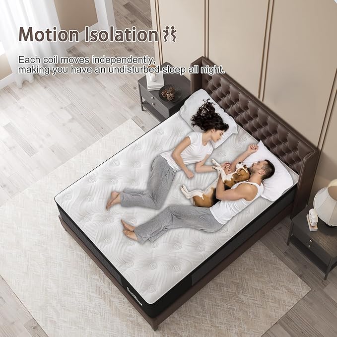 Twin Mattress, 14 Inch Hybrid Mattresses Eurotop with Gel Memory Foam,Motion Isolation Individually Wrapped Pocket Coils Breathable Comfort Soft Pressure Relief 100 Night Trial