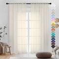 OVZME Cream Sheer Curtains 96 Inches Long 2 Panels - Soft Light Filtering Window Sheer Panels for Living Room/Bedroom, Top Dual Rod Pocket, 1 Pair, Each 42Wx84L Inches