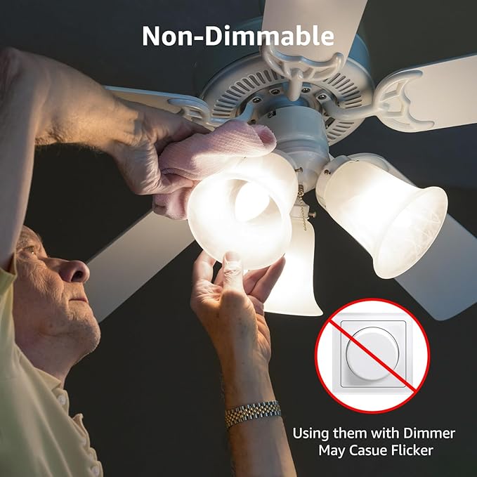 Lepro E12 LED Candelabra Light Bulbs, 5000 Kelvin Daylight White 5.5 watt, 40 watt Equivalent B11 C37 Ceiling Fan Bulb Chandelier Bulbs, Type B Small Base Candle Lights, Plastic, Not-dimmable, 3-Pack