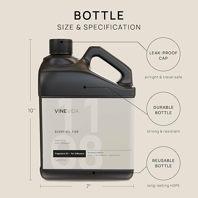 VINEVIDA [128 Fl Oz] Scent NO. 1108 Fragrance Oil for Cold Air Diffusers, Aromatic Notes of Plum Sandalwood Watermelon, Essential Oils for Diffuser Oil Refill & Air Freshener Room Spray
