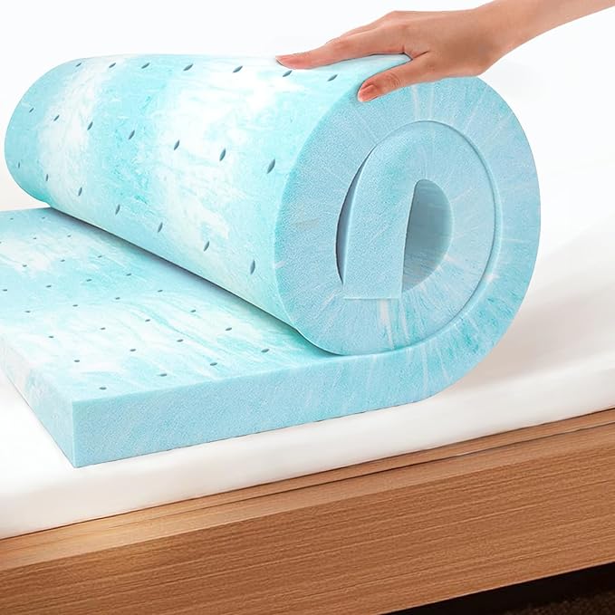 EGO Topper 2 Inch Twin Memory Foam Mattress Topper, Gel Foam Mattress Topper for Pressure Relief, Ventilated Design Bed Topper in a Box, CertiPUR-US Certified, 38"×75", Medium