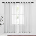 NICETOWN Sheer Window Curtains for Living Room, Grommet Lightweight Gauzy Textured Sheer Panels Window Treatment for Boys/Modern Bedroom, Light Gray, W70 x L72, 2 PCs