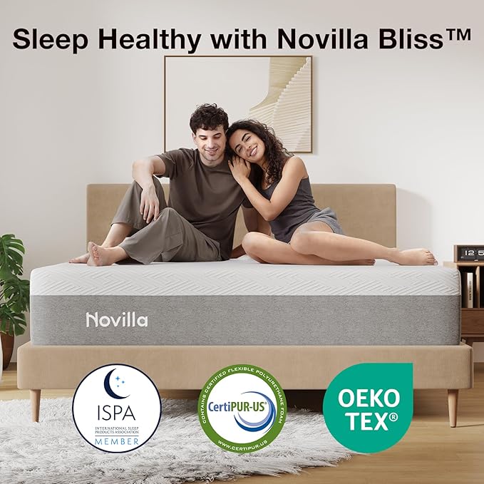 Novilla California King Mattress, 12 Inch Gel Memory Foam Cal King Mattress for Cool Night & Pressure Relief, Medium Plush Feel with Motion Isolating, Bliss