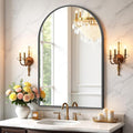 Sweetcrispy Arched Bathroom Mirror 38x26 Inch Black Metal Framed Arch Vanity Mirror for Wall, Over Sink, Farmhouse, Restroom, Anti-Rust, Modern Decorative, Hanging or Leaning
