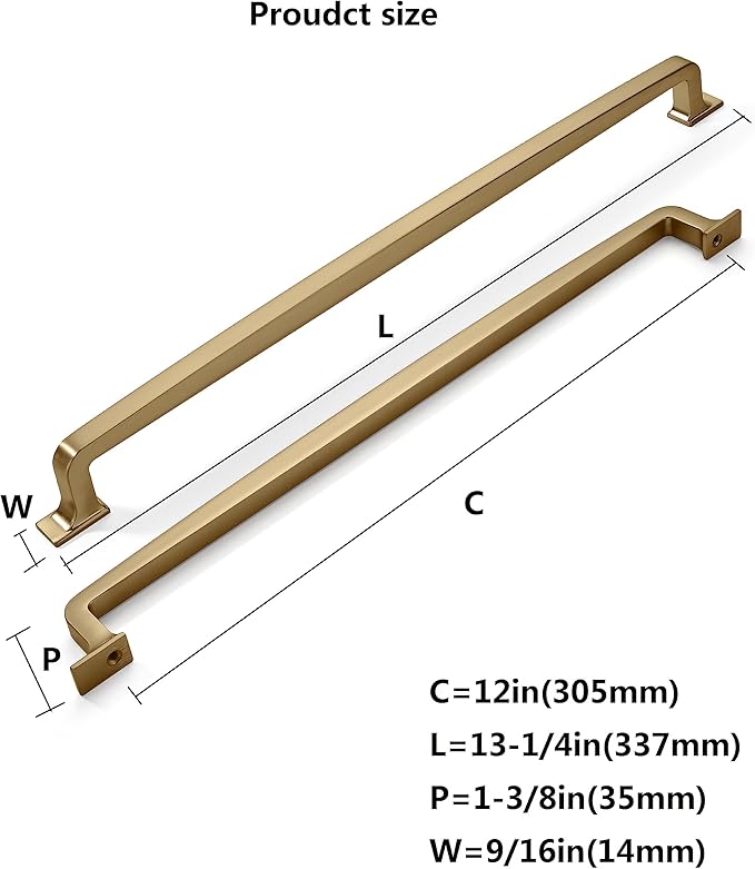 KHTUMEWARE 6 Pack 12 Inch Cabinet Handles - Champagne Bronze & Warm Brass Drawer Pulls