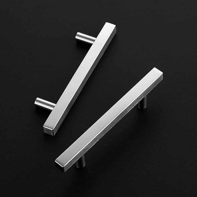 Ravinte Brushed Nickel Cabinet Handles 20 Pack 3-1/2 inchSatin Nickel Square Cabinet Pulls Silver Hardware for Kitchen Cabinets 6 inch Overall Length Stainless Steel Drawer Pulls