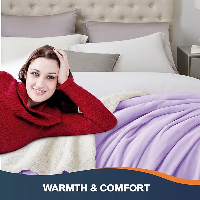 Walensee Sherpa Fleece Blanket (Twin Size 60”x80” Lavender) Plush Throw Fuzzy Super Soft Reversible Microfiber Flannel Blankets for Couch, Bed, Sofa Ultra Luxurious Warm and Cozy for All Seasons