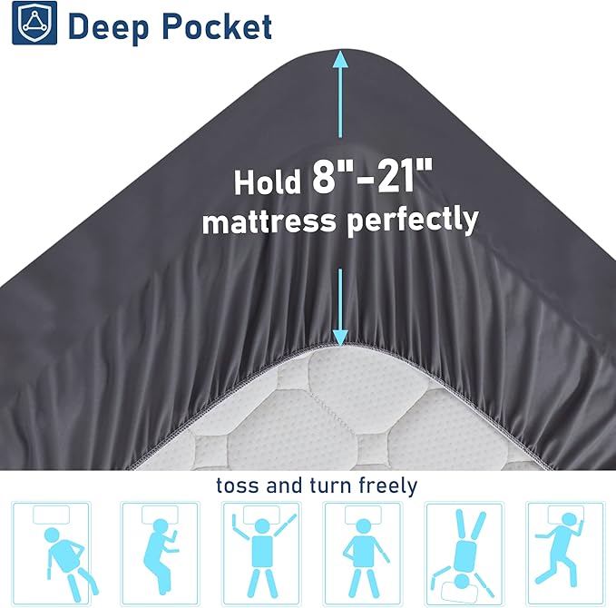 Queen Mattress Topper Size Extra Thick Pillowtop for Pressure Relief Cooling Mattress Topper Plush Mattress Pad Cover Protector with 8-21 Inch Deep Pocket 3D Snow Down Alternative Fill Grey