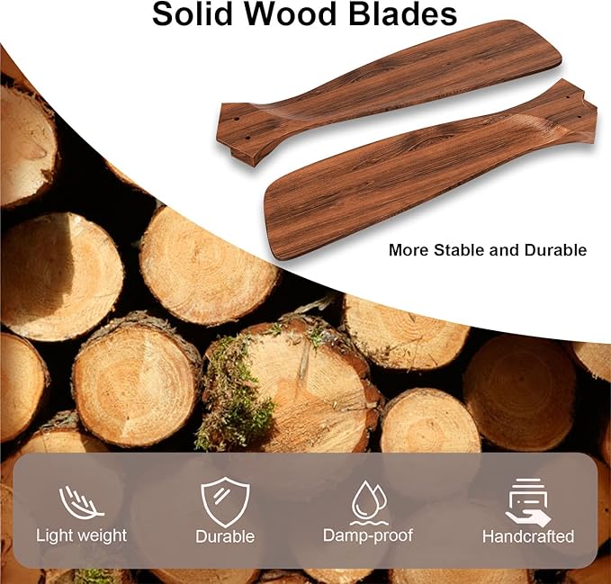 Obabala 60in Ceiling Fan with Light and Remote Outdoor Ceiling Fans Modern 3 Wood Blade Ceiling Fans Timer Reversible Silent DC Motor for Patios Farmhouse Bedroom