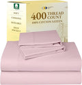 California Design Den Full Size Bed Sheets Set - Soft 400 Thread Count Sateen, Natural 100% Cotton Sheets with Deep Pockets, Breathable, Cooling and Durable Bedding Set - Pink