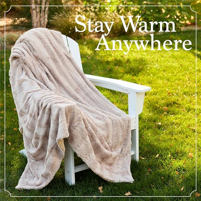 The Connecticut Home Co Throw Blanket for Couch, Soft Fluffy Room Decor, Cozy Warm Throws for Bed, Couches, Gifts for Women, Bedroom Cute Aesthetic Blankets Faux Fur and Sherpa, 65x50, Gray