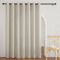 RYB HOME Linen Blended Curtains - Grommet Semi Sheer Light Filtering Half Privacy Elegant Vertical for Living Room Home Office Modern Farmhouse Decor, Angora, W 60 x L 95, 1 Panel