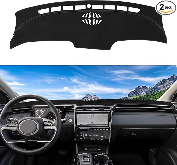 Dashboard Cover Mat Custom Fit for 2022 2023 2024 Tucson NX4 Dash Cover Nonslip Dash Mat Protector Sunshade No Glare Black (Only Fit 10.25 inch Digital Cluster,not fit 4.2 inch) 2pcs