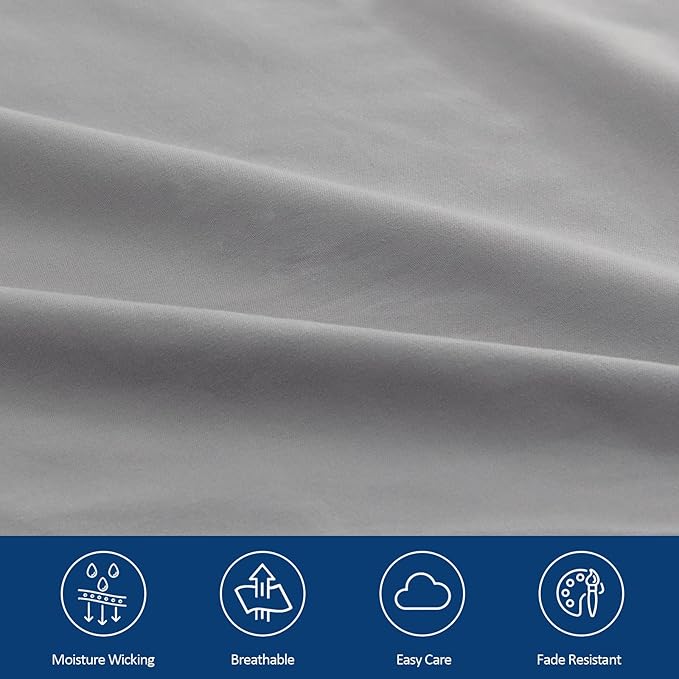 Moonsea Extra Deep Pocket Queen Sheet Sets for Air Mattress - Deep Pocket Sheets Queen Size Sets - Sheets with Pocket on Side - Easily Fits Extra Deep 16 in to 24 in Pillow Top Air Mattress (Grey)