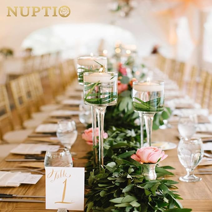 NUPTIO Tealight Candle Holders Bulk: Set of 30 Long Stemmed Candle Stands for Table Centerpiece Decor - Monet Candleholders for Floating Candles