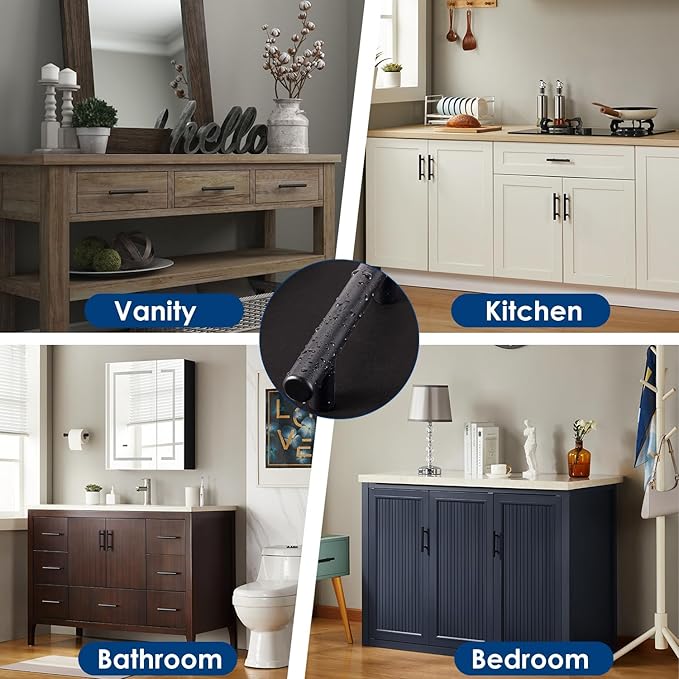 HBL' 35 Pack | 3 Inch Center to Center Matte Black Cabinet Pulls Kitchen Cabinet Handles,Made of Stainless Steel,Ideal for Cabinet,Drawer,Cupboard and Wardrobe.