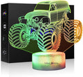 3D Night Lights for Children, Kids Night Lamp, Monster Trucks for Boys, 7 LED Colors Changing Lighting, Car Shape Acrylic Lighting Table Desk Bedroom Decoration, Cool Gifts Ideas Birthday Xmas