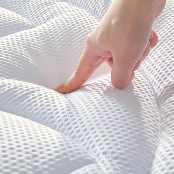SLEEP ZONE Cooling Twin Mattress Topper for Single Bed, Premium Zoned Cool Mattress Pad Cover, Padded Mattress Protector Breathable Washable, Deep Pocket 8-21" (White, Twin)