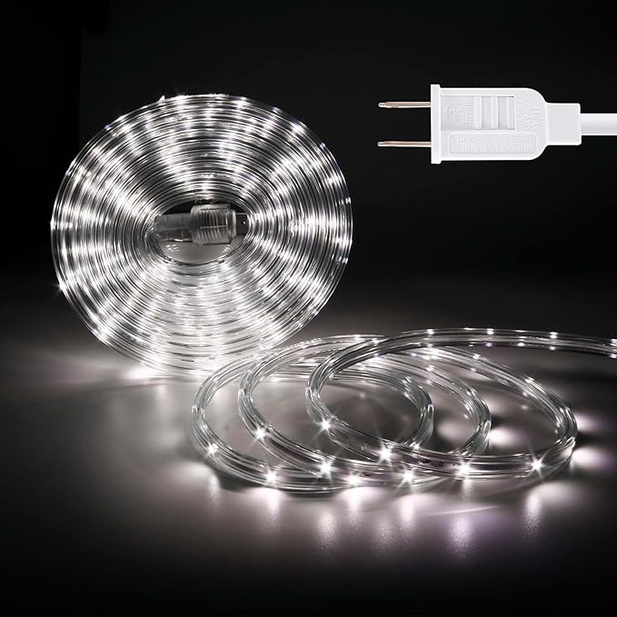 LED Rope Lights, 33Feet Daylight Flat Flexible Strip Light, Plug in Novelty Lighting, Connectable and Waterproof for Home Christmas Holiday Garden Patio Party Decoration