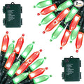 Battery Operated Christmas Lights 2 Pack 18 Feet 50 LED Clear Mini String Lights with 8 Modes Waterproof Tree Lights for Xmas Outdoor Indoor Holiday Party Garden Decor, Red & Green