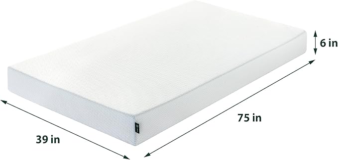 ZINUS 6 Inch Green Tea Cooling Memory Foam Mattress [New Version], Twin, Fiberglass Free, Medium Firmness, Cooling Gel Foam, Certified Safe Foams & Fabric, Mattress in A Box