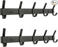 Matte Black Coat Rack Wall Mount – 15 Inch Stainless Steel Hook Rail with 5 Double Coat Hooks – Wall Mounted Entryway Organizer for Coats, Hats, Bags, Towels, Robes, Closet or Bathroom - 2 Pack