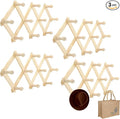 Set of 4 RAM-PRO Accordion Style Wood Expandable Wall Rack for Hat, Cap, Belt, Umbrella Coffee Mug Jewelry Hanging Wooden Pegs