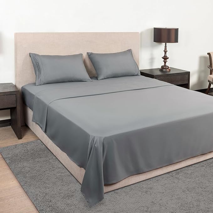 Mejoroom Twin Sheet Set - Hotel Collection Twin Sheets - Bedding Sheets & Pillowcases with Deep Pocket Fitted Sheet, Breathable, Wrinkle & Fade Resistant - 3 Piece(Gray)