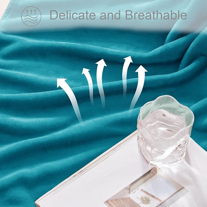 Exclusivo Mezcla Fleece Blanket King Size for Bed, Super Soft and Warm, All Season Use, Cozy, Plush, Lightweight, 90x104 Inches, Teal