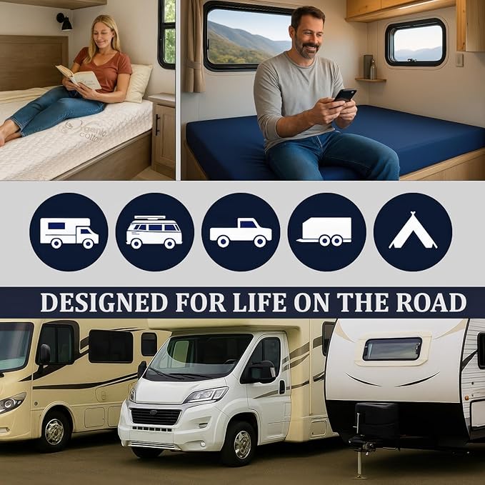 Foamma 7” x 32” x 75” Camper/RV Travel High-Density Foam Bunk Mattress Replacement, Made in USA, Comfortable, Travel Trailer, CertiPUR-US Certified, Cover Not Included