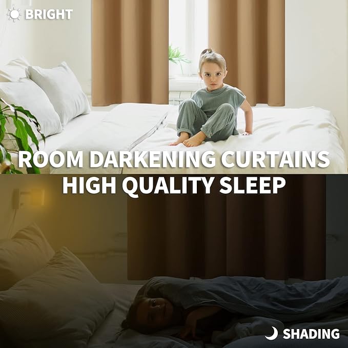 BGment Blackout Curtains for Living Room - Grommet Thermal Insulated Room Darkening Curtains for Bedroom, 2 Panels of 52 x 54 Inch, Khaki