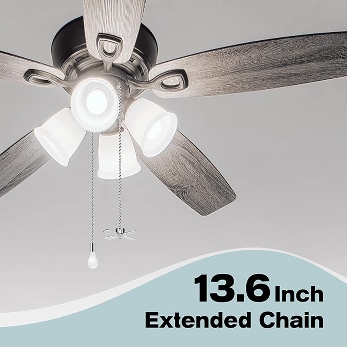 Ceiling Fan Pull Chains With Decorative, 2 Pieces Of Copper Ceiling Fan Chain Extenders 13.6 Inches Fit All Standard Ceiling Fans And Light Fixtures，Pull Chain Extension With Connector.