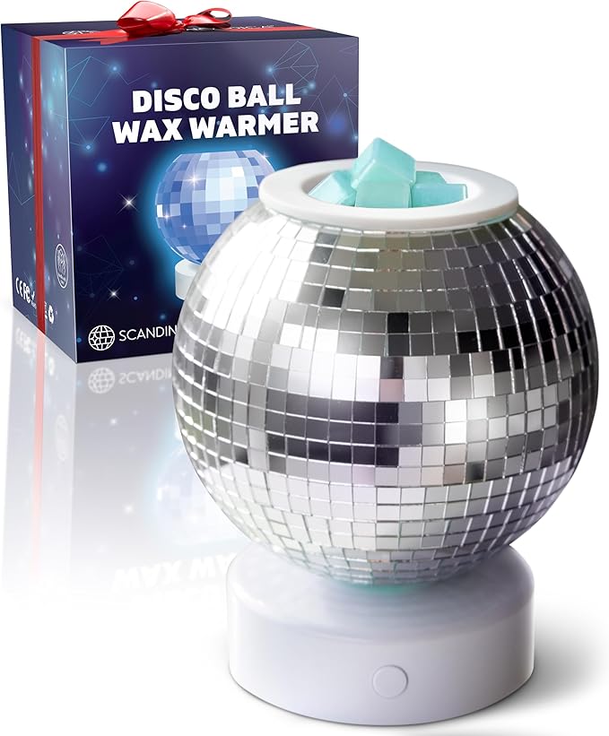 SCANDINORDICA Disco Ball Wax Warmer Rotating with Colors Changing Night Light, Cute Scent Oil Candle Wax Melts Warmer for Home, Disco Candle Warmer Wax Melter | Disco Ball Decor for Home