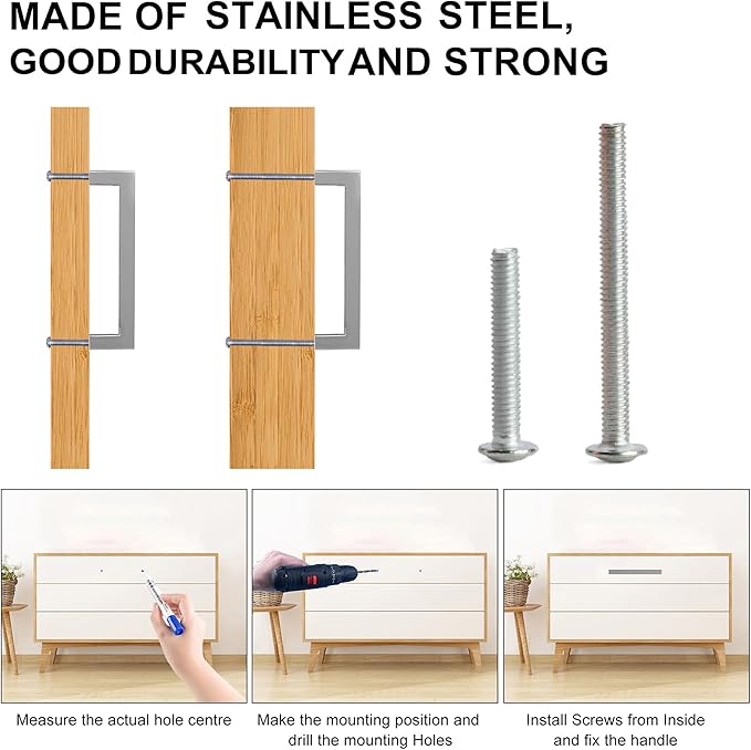 Cabinet Pulls Brushed Nickel Cabinet Handles Square Drawer Pulls, 40 Pack 6-1/4 Inch Stainless Steel Kitchen Door Cupboard Cabinet Handles, Cabinet Hardware Drawer Handles, 160mm Hole Centers