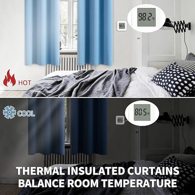 BGment Room Darkening Curtains 45 Inches Long - Grommet Thermal Insulated Drapes Window Treatment Curtains for Bedroom, 2 Panels, 52 x 45 Inch, Sky Blue