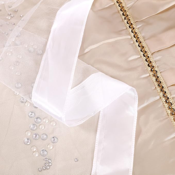Mengersi Princess 4 Corners Post Bed Curtain Canopy Mosquito Net Princess Canopies (White, Full)